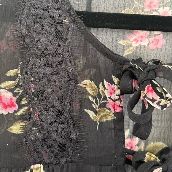 American Eagle Womens S Sheer Flowy Floral Blouse Fairy Grunge Whimsigoth Sultry - Picture 6 of 10